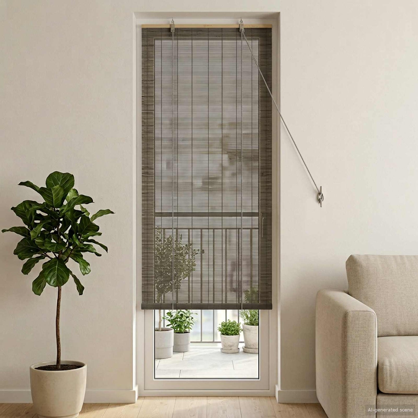 vidaXL Ρόλερ (στόρι) Γκρι 60 x 220 εκ. Μπαμπού