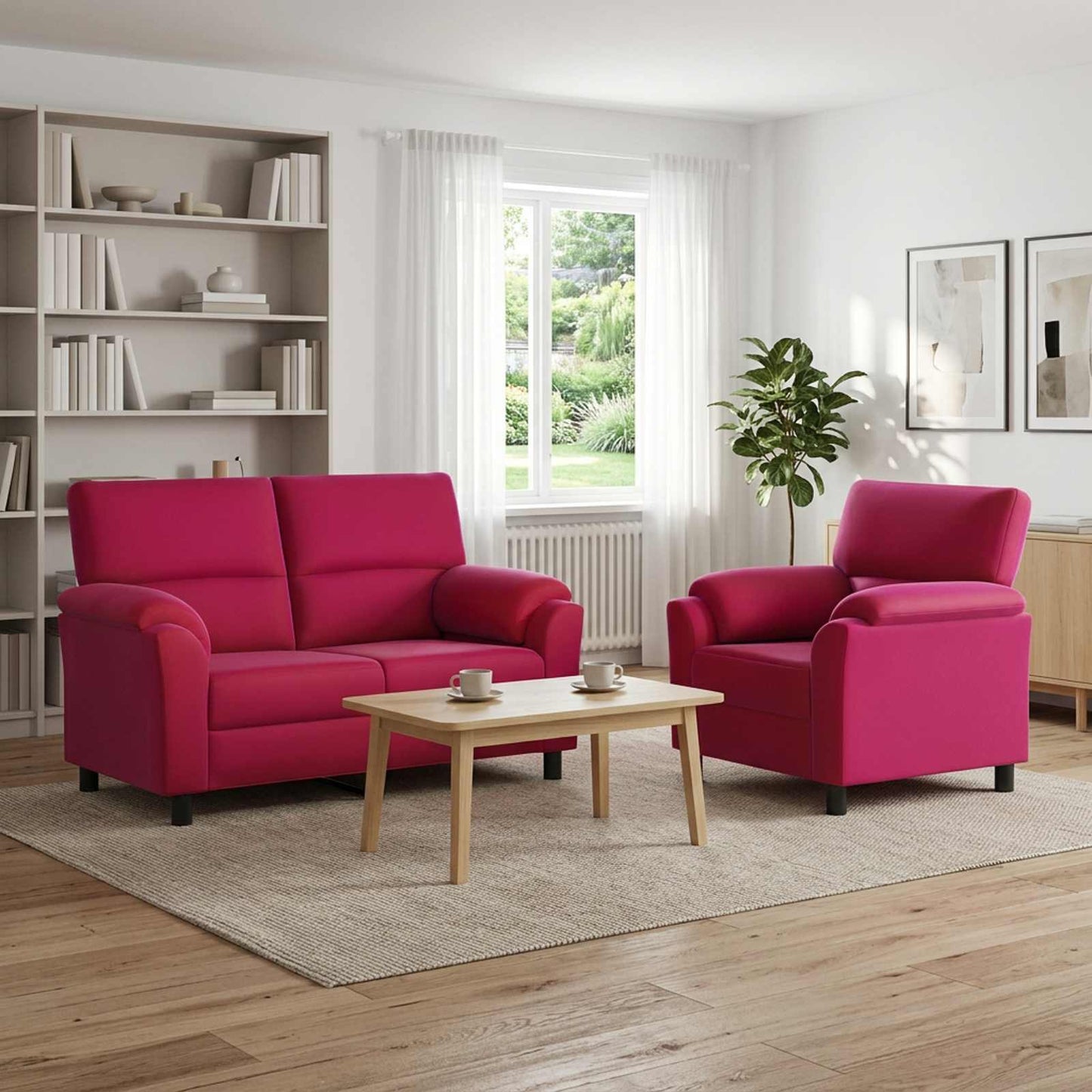 vidaXL Σετ Καναπέ 2 pcs Κόκκινο Βελούδο