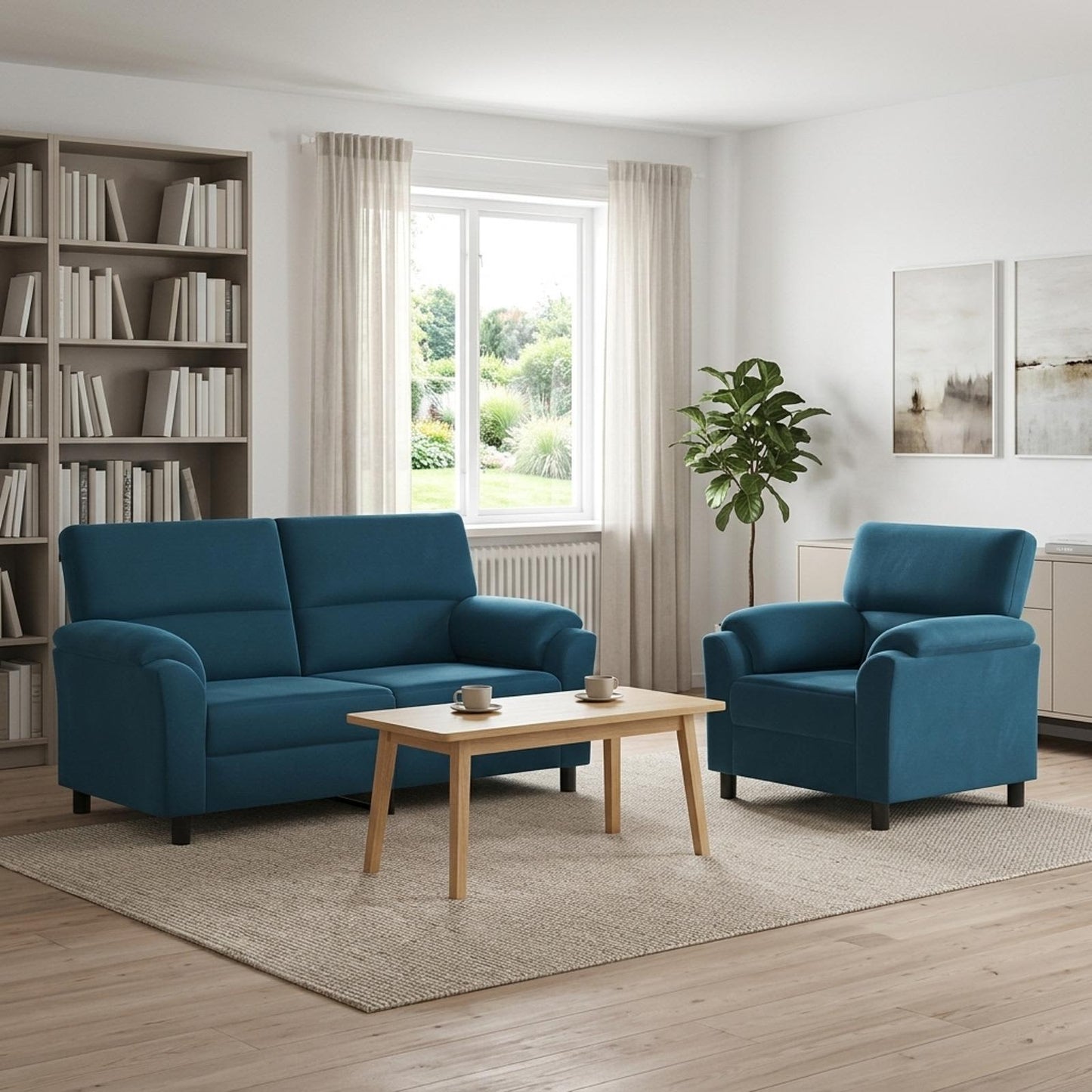 vidaXL Σετ Καναπέ 2 pcs Μπλε Βελούδο