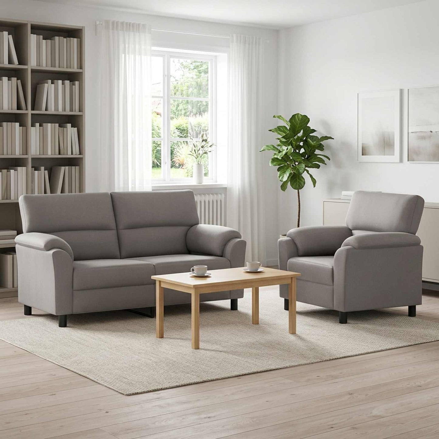 vidaXL Σετ Καναπέ 2 pcs Ανοιχτό γκρι Βελούδο