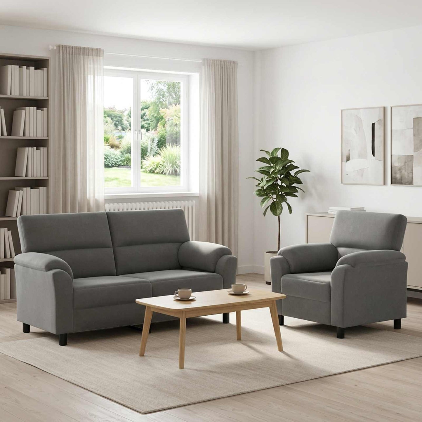 vidaXL Σετ Καναπέ 2 pcs Σκούρο Γκρι Βελούδο