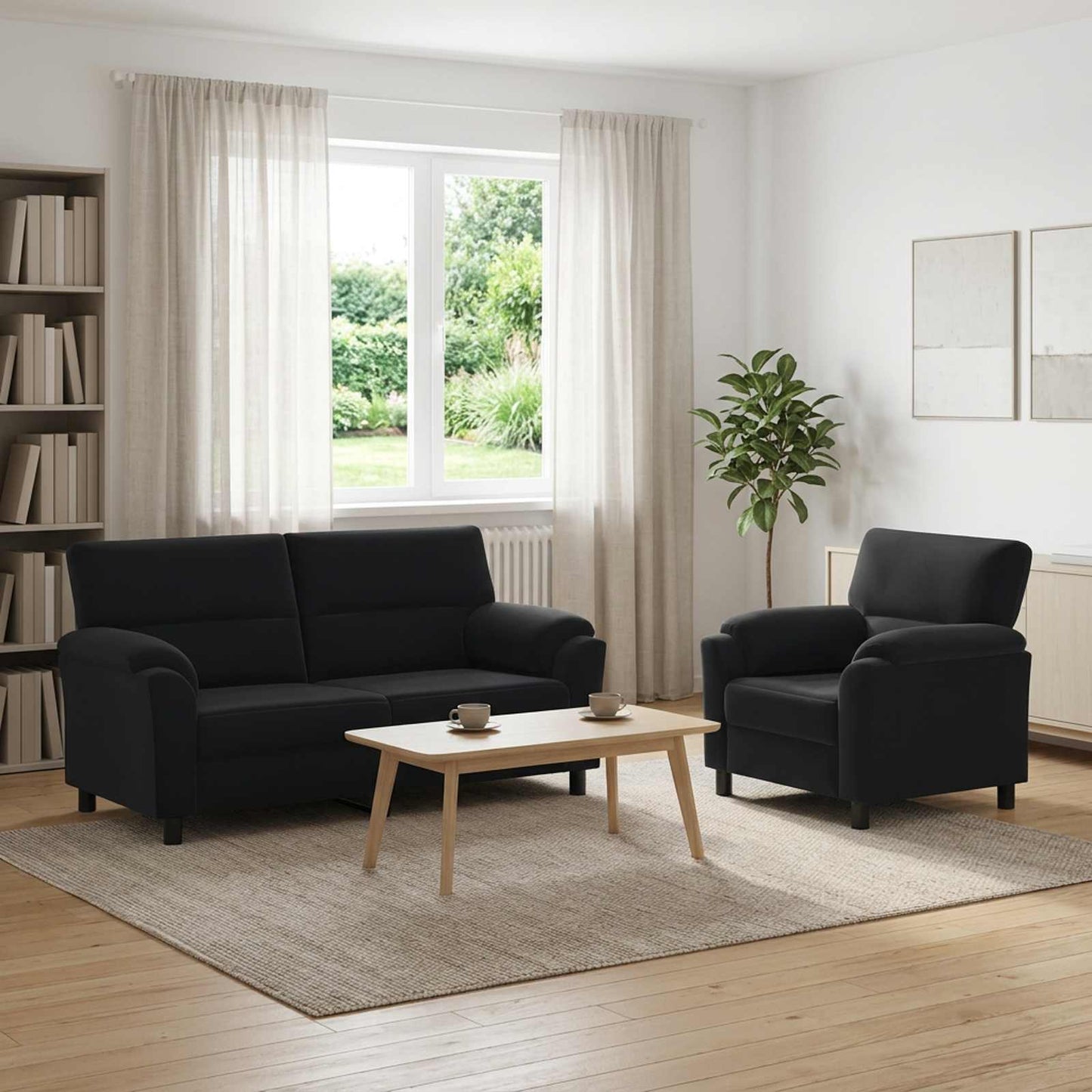 vidaXL Σετ Καναπέ 2 pcs Μαύρο Βελούδο