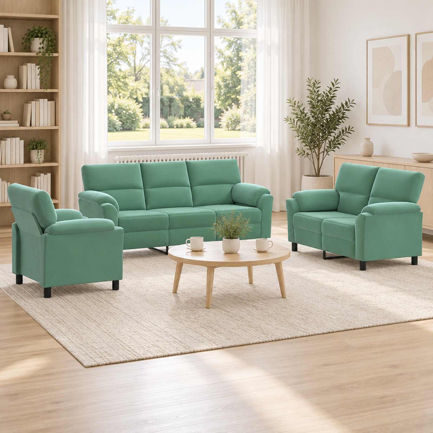 vidaXL Σετ Καναπέ 3 pcs Θαλασσί Βελούδο