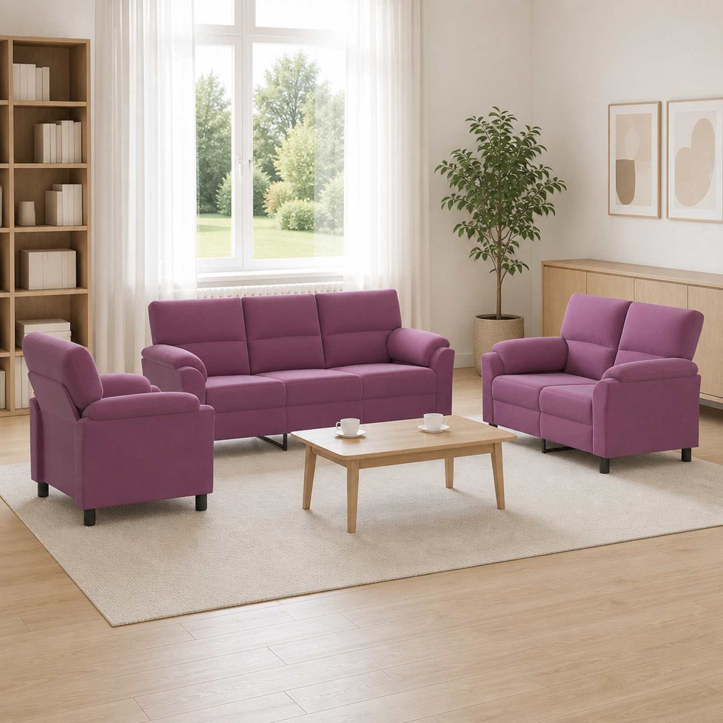 vidaXL Σετ Καναπέ 3 pcs Μοβ Βελούδο