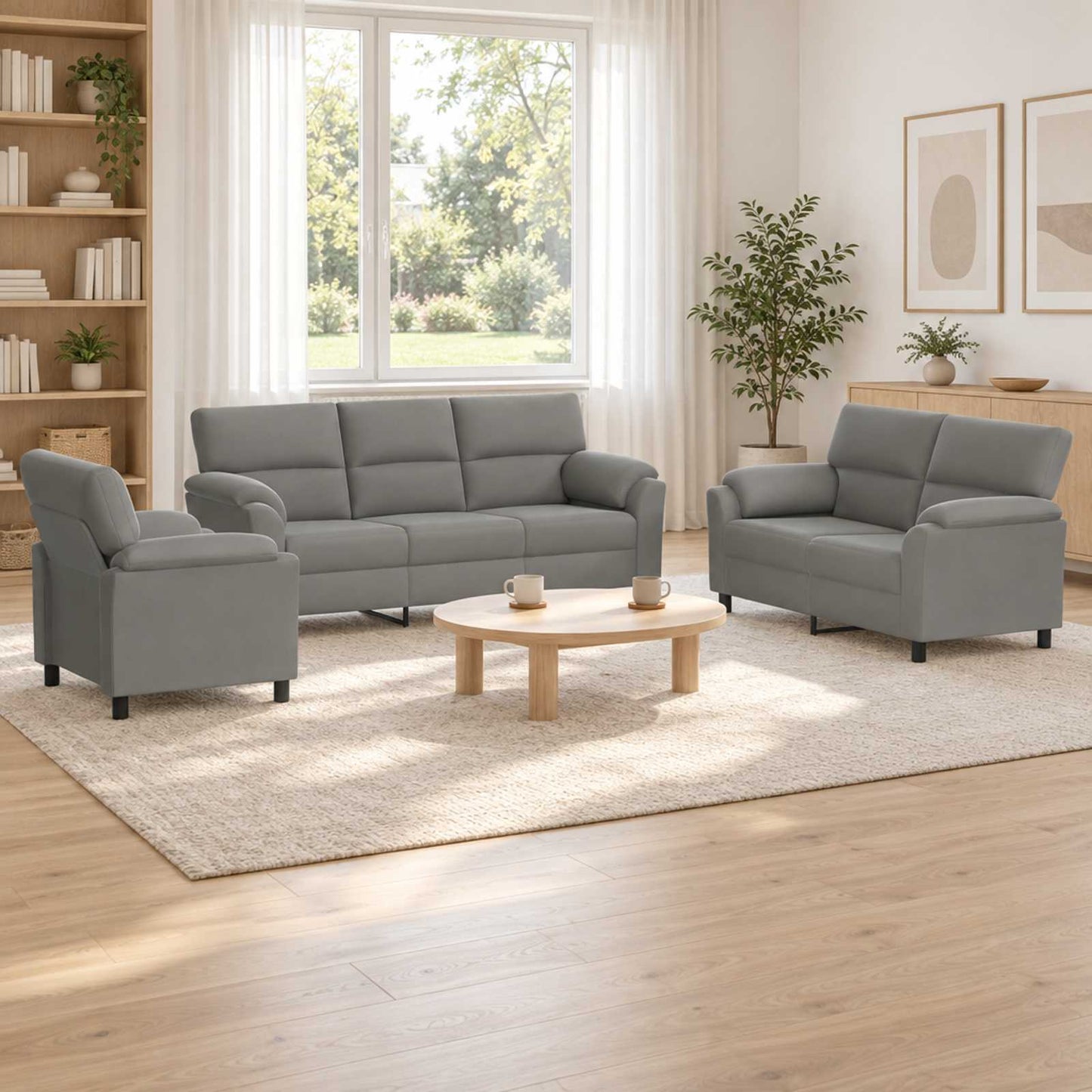vidaXL Σετ Καναπέ 3 pcs Ανοιχτό γκρι Βελούδο