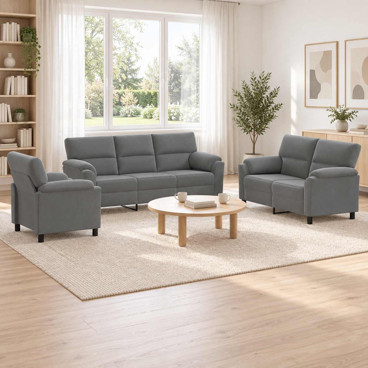 vidaXL Σετ Καναπέ 3 pcs Σκούρο Γκρι Βελούδο