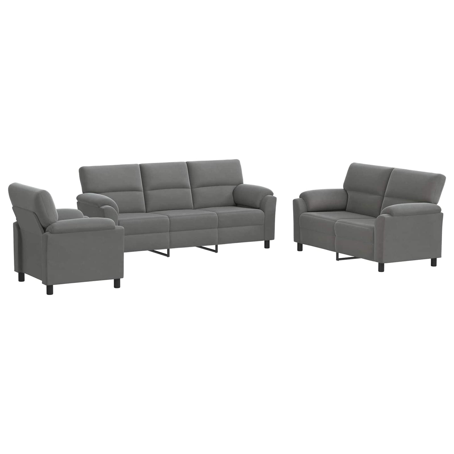 vidaXL Σετ Καναπέ 3 pcs Σκούρο Γκρι Βελούδο