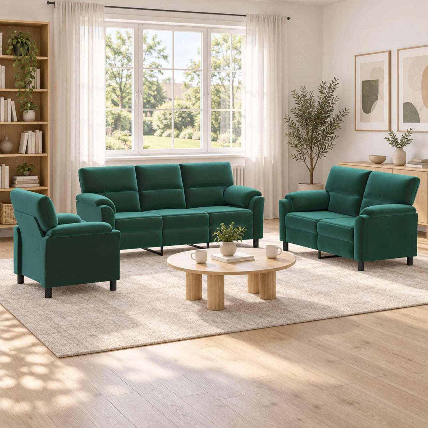 vidaXL Σετ Καναπέ 3 pcs Σκούρο Πράσινο Βελούδο