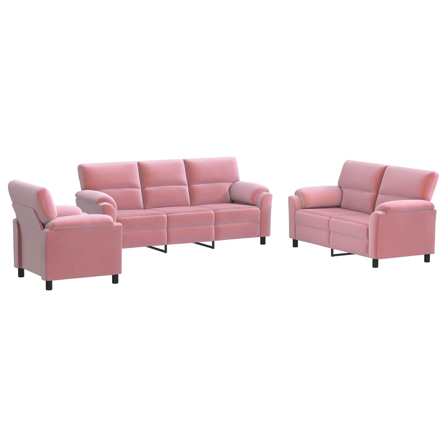 vidaXL Σετ Καναπέ 3 pcs Ροζ Βελούδο