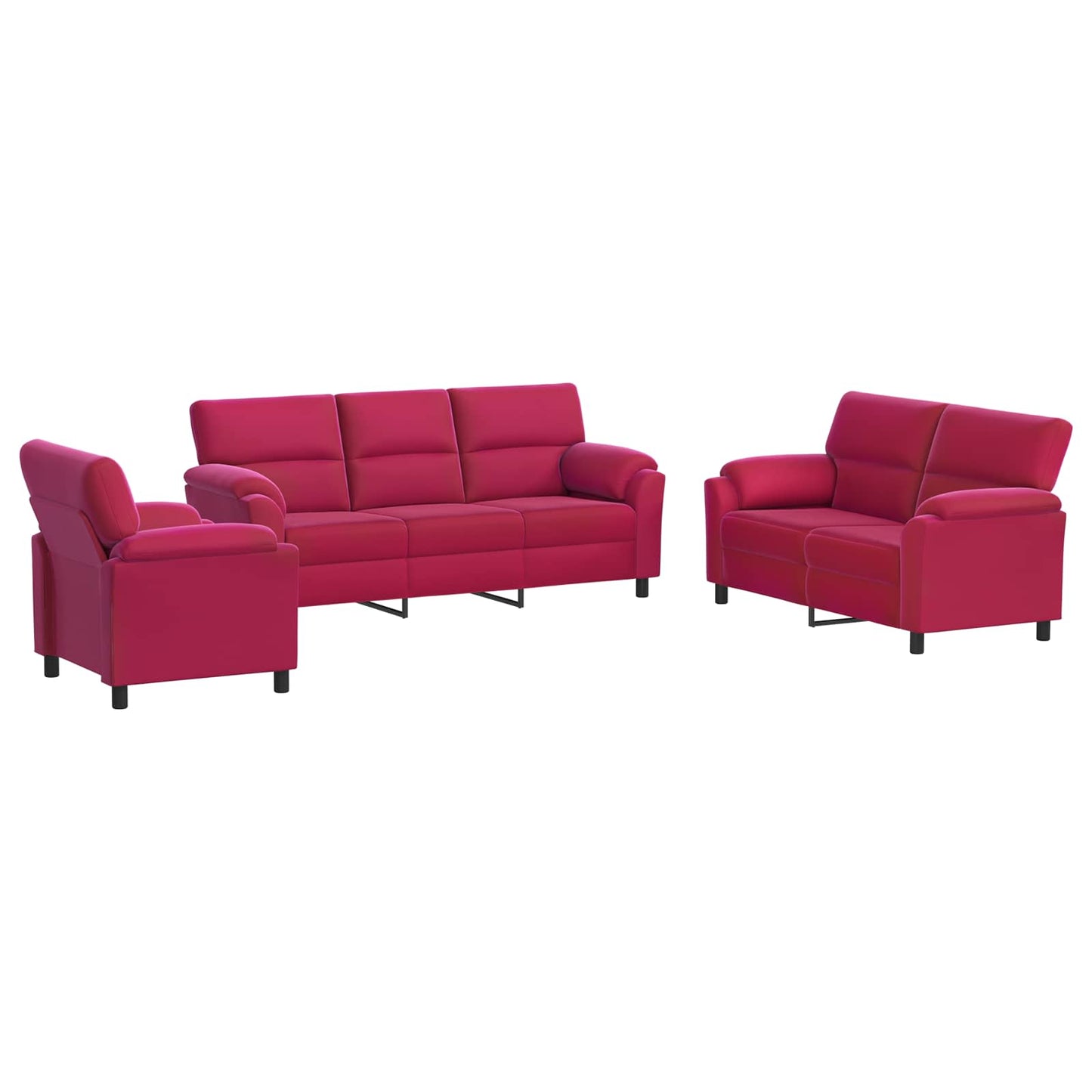 vidaXL Σετ Καναπέ 3 pcs Κόκκινο Βελούδο