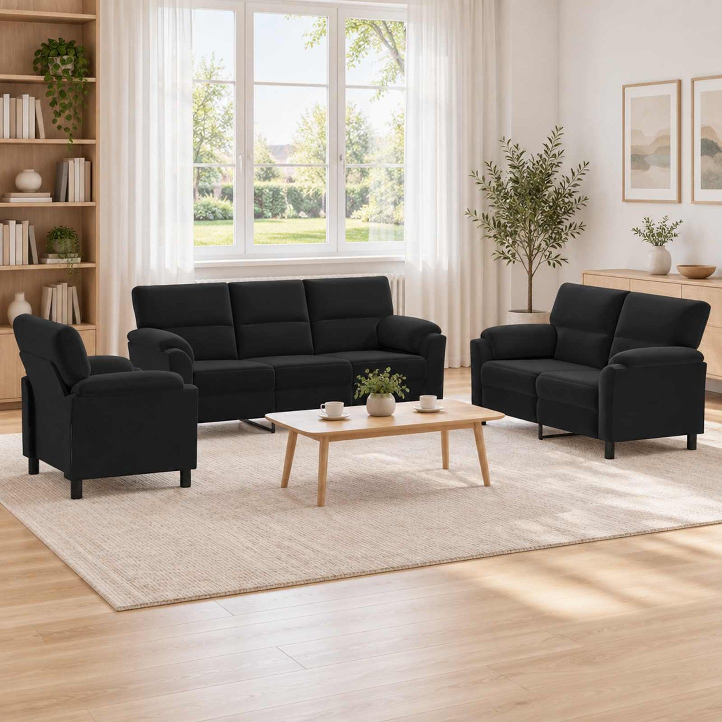 vidaXL Σετ Καναπέ 3 pcs Μαύρο Βελούδο