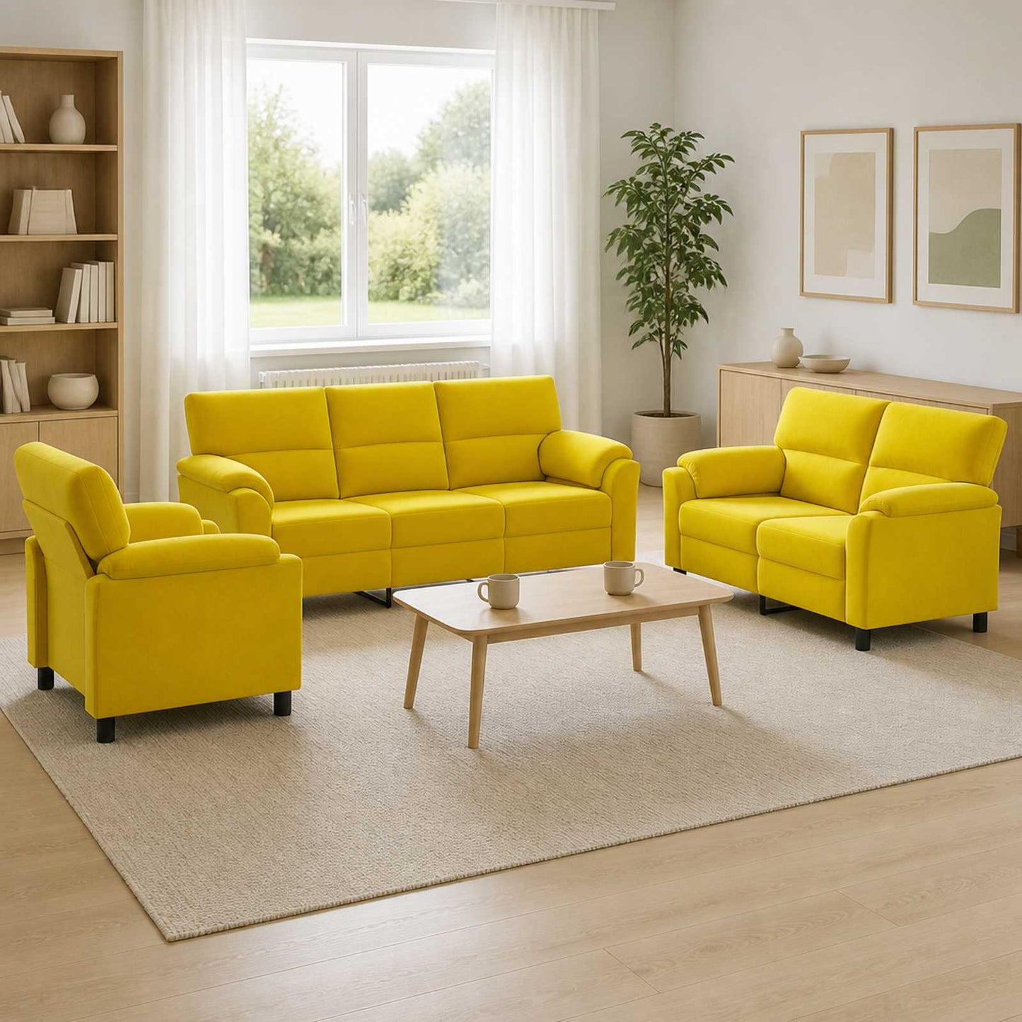 vidaXL Σετ Καναπέ 3 pcs Κίτρινο Βελούδο