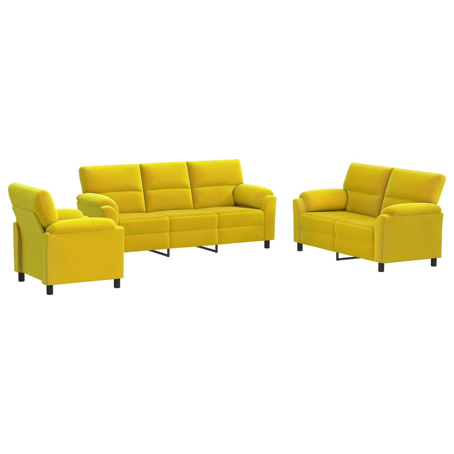 vidaXL Σετ Καναπέ 3 pcs Κίτρινο Βελούδο
