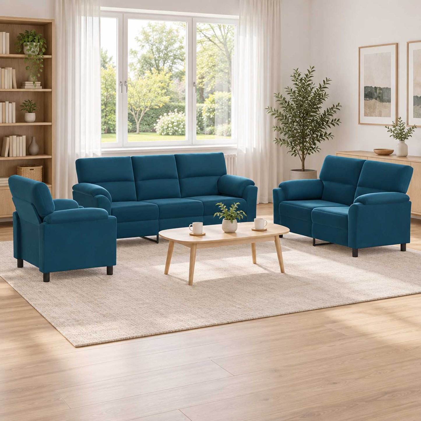 vidaXL Σετ Καναπέ 3 pcs Μπλε Βελούδο