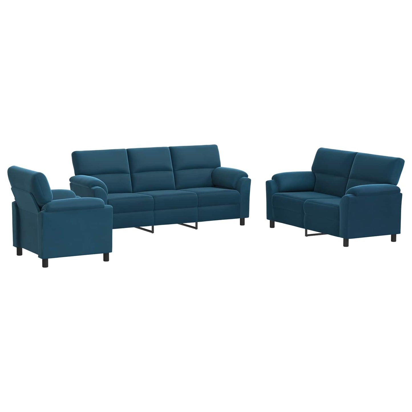 vidaXL Σετ Καναπέ 3 pcs Μπλε Βελούδο