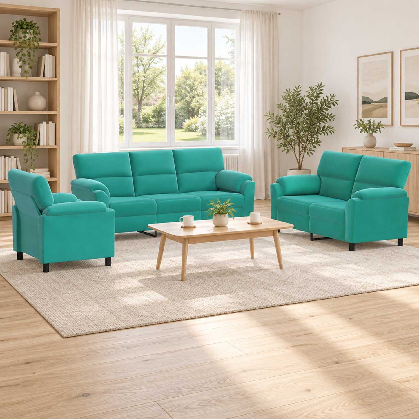 vidaXL Σετ Καναπέ 3 pcs Τιρκουάζ Βελούδο