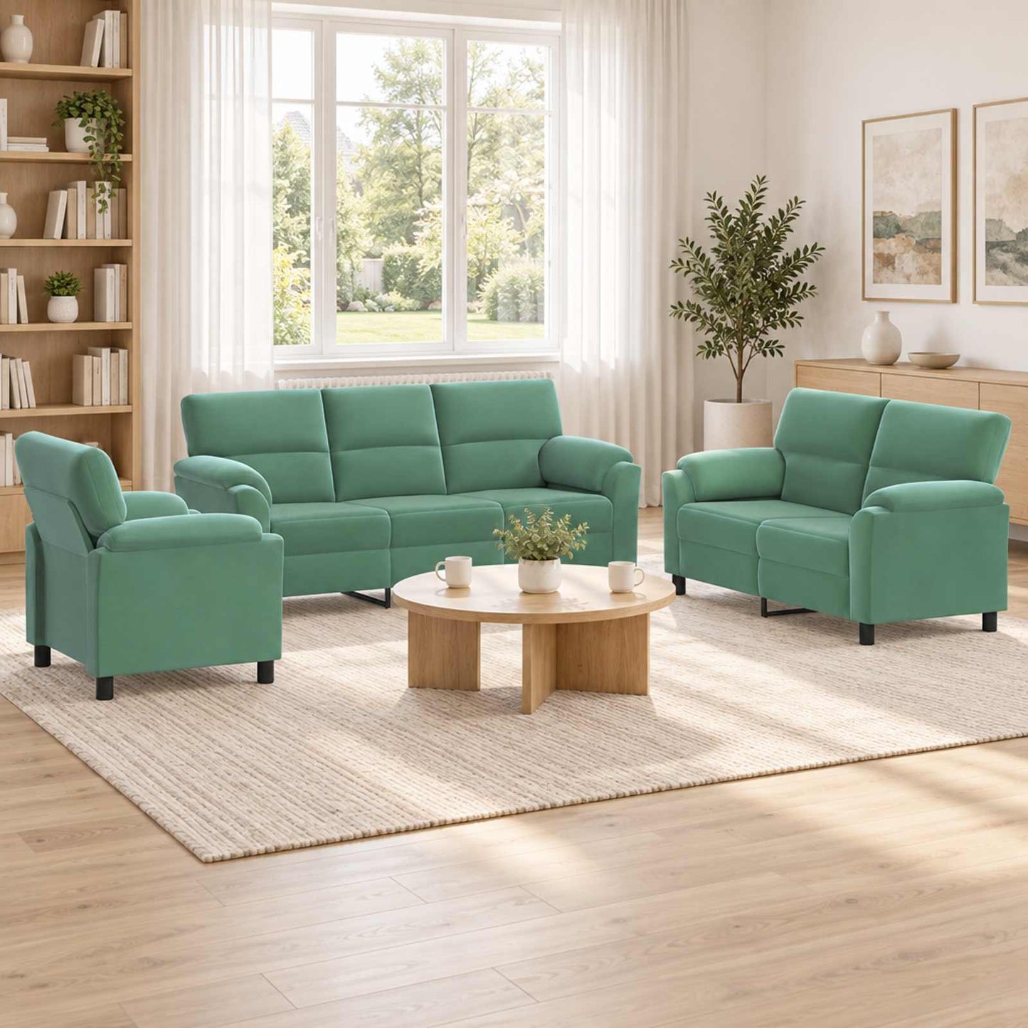 vidaXL Σετ Καναπέ 3 pcs Θαλασσί Βελούδο