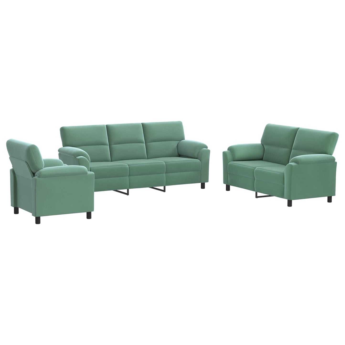 vidaXL Σετ Καναπέ 3 pcs Θαλασσί Βελούδο