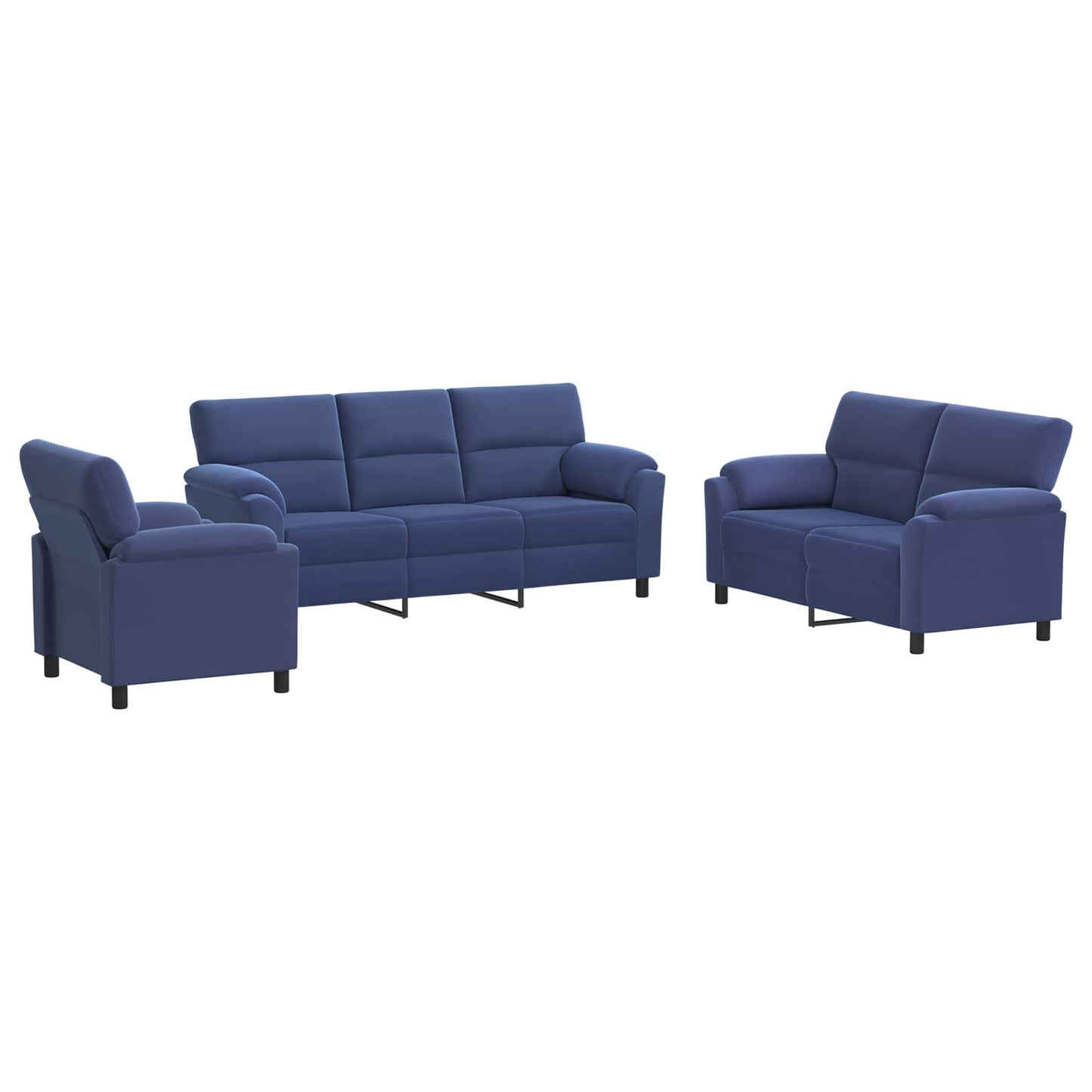 vidaXL Σετ Καναπέ 3 pcs Μπλε Αστυνομίας Βελούδο