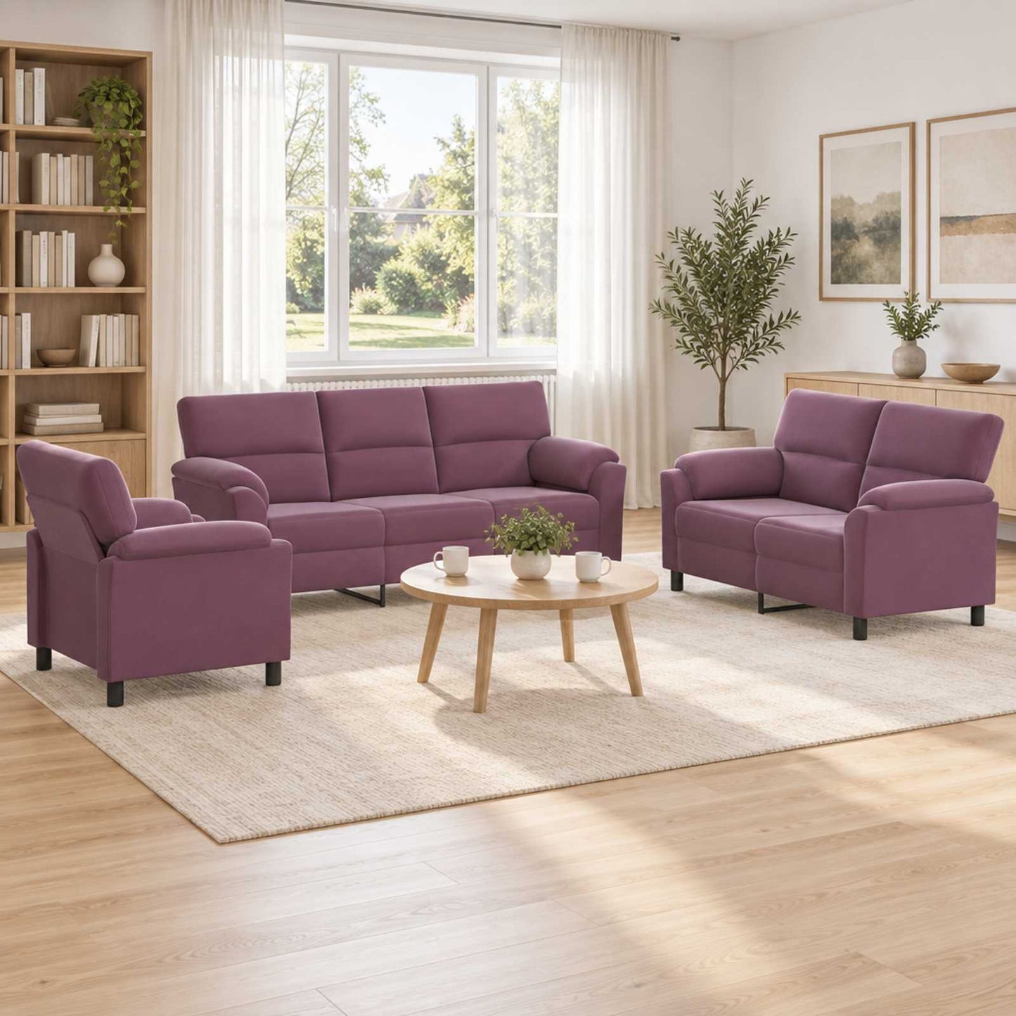 vidaXL Σετ Καναπέ 3 pcs Μοβ Βελούδο