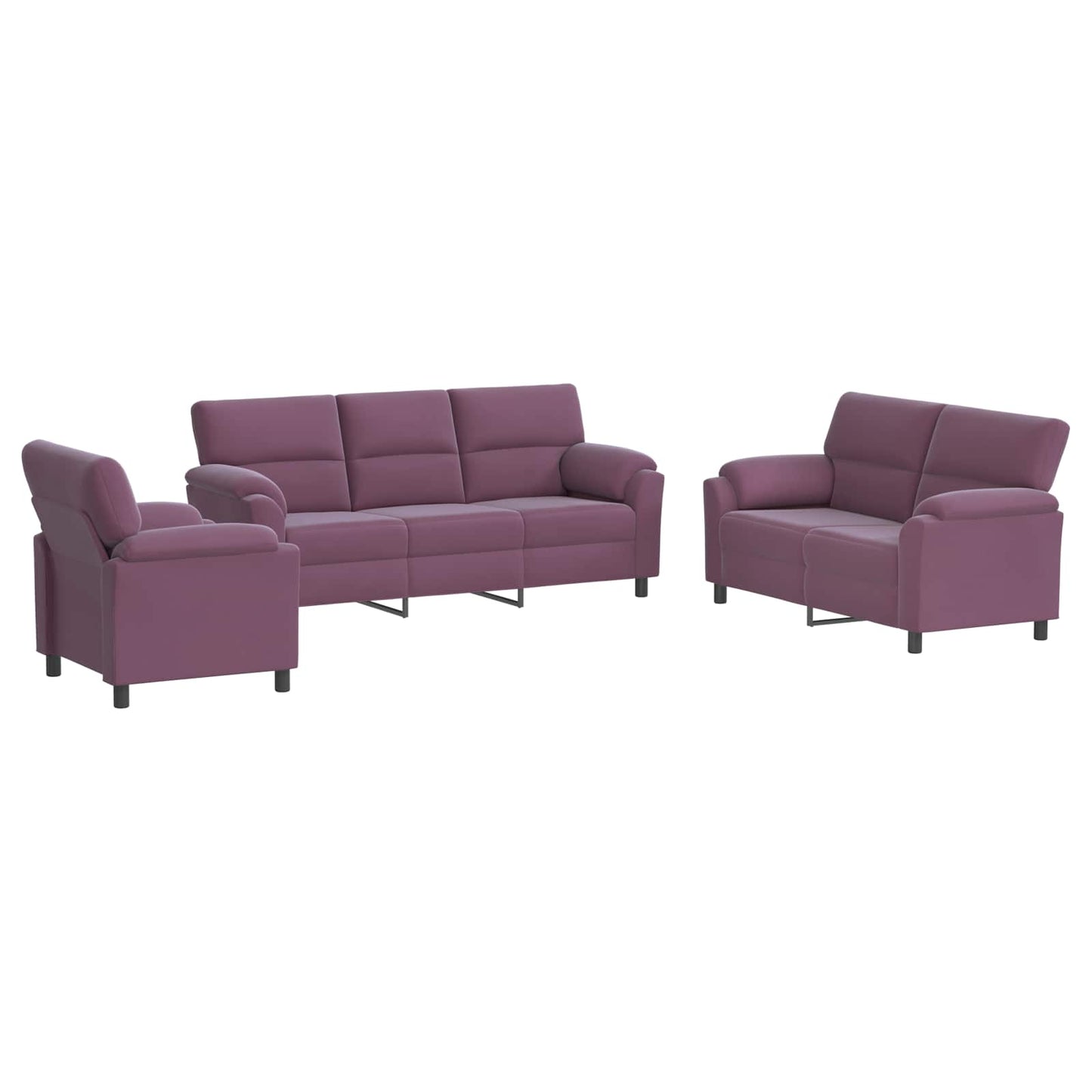 vidaXL Σετ Καναπέ 3 pcs Μοβ Βελούδο