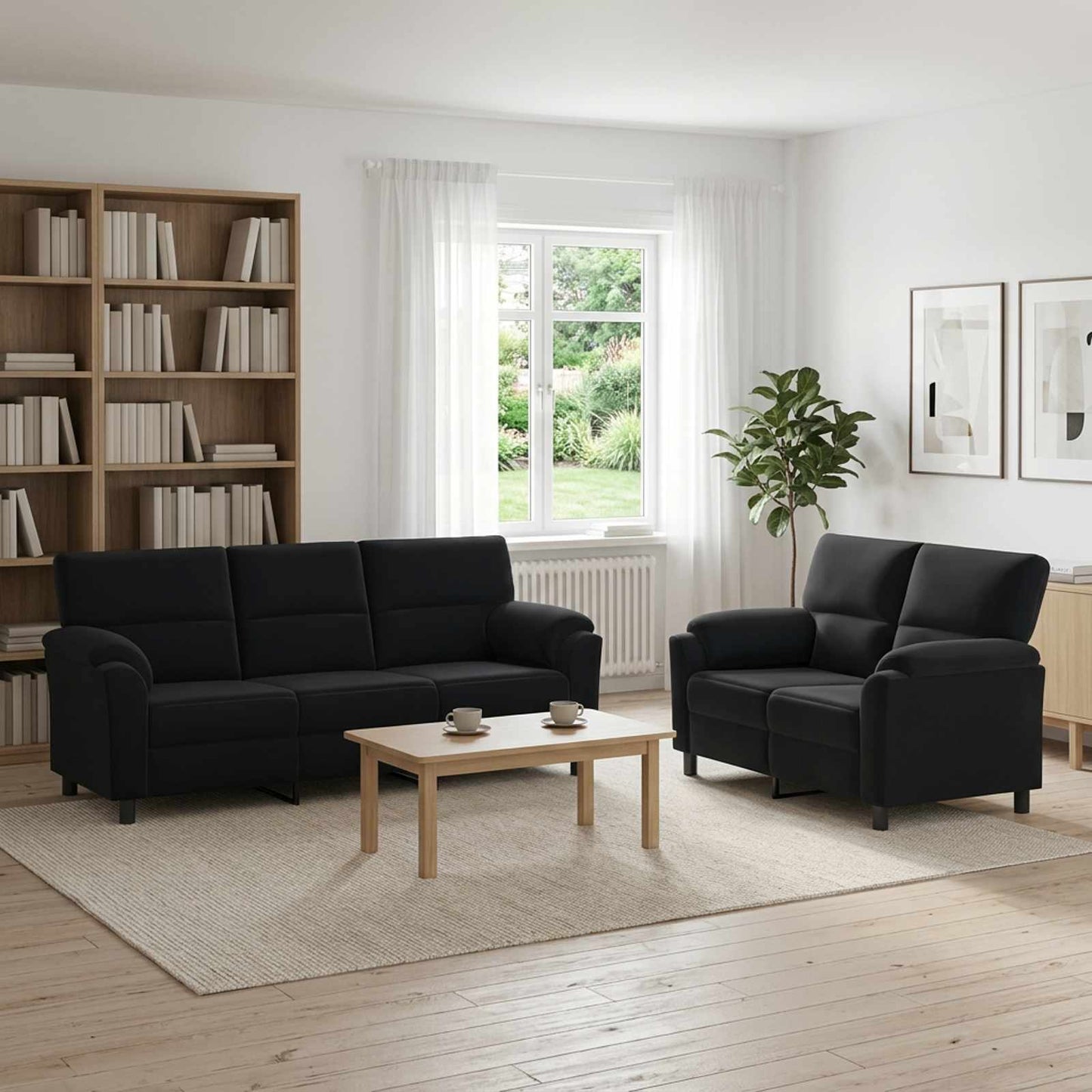 vidaXL Σετ Καναπέ 2 pcs Μαύρο Βελούδο
