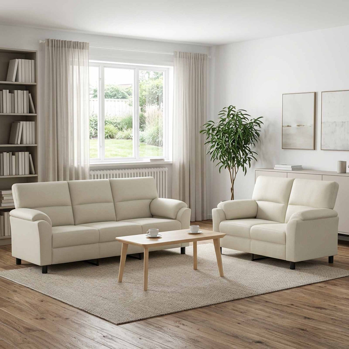 vidaXL Σετ Καναπέ 2 pcs Κρεμ Βελούδο