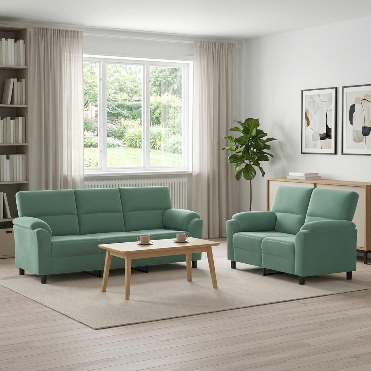 vidaXL Σετ Καναπέ 2 pcs Θαλασσί Βελούδο