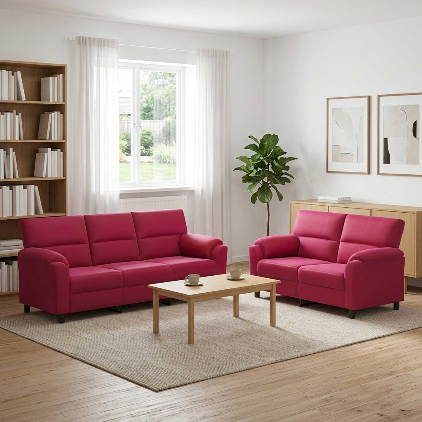 vidaXL Σετ Καναπέ 2 pcs Κόκκινο Βελούδο