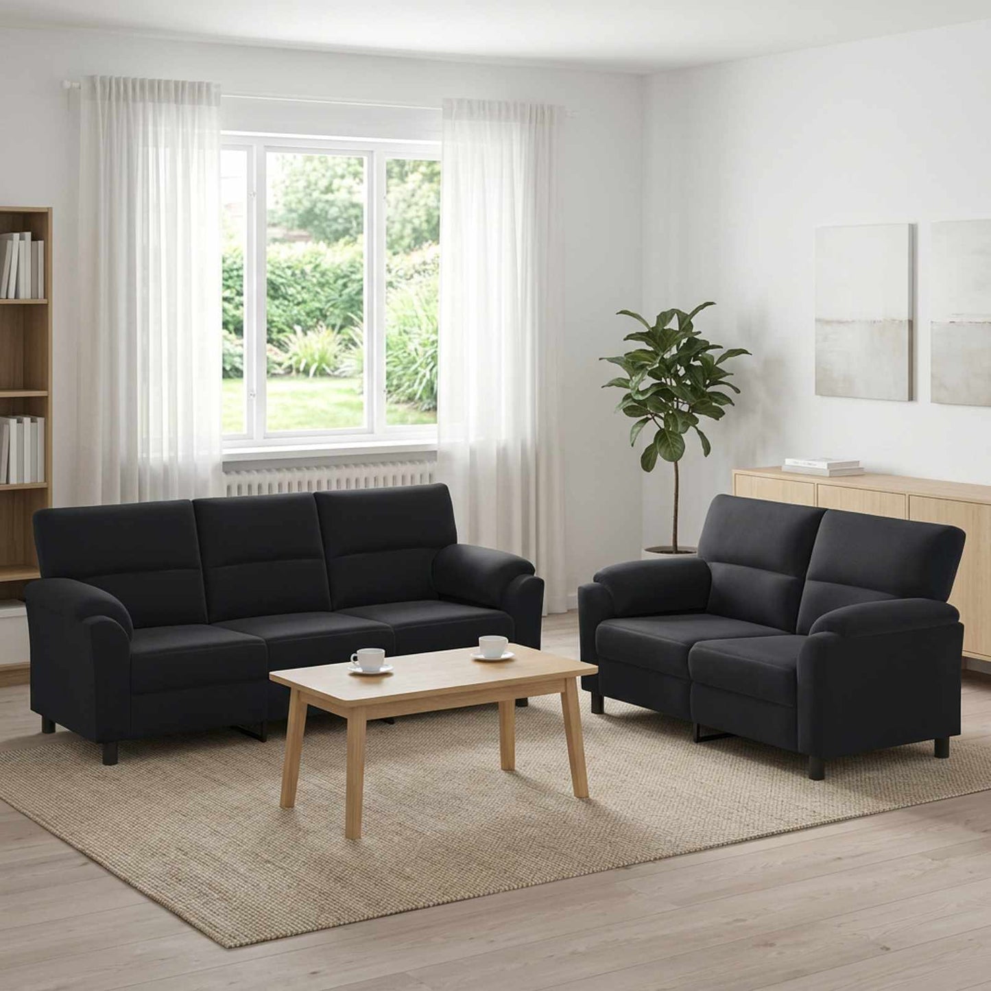 vidaXL Σετ Καναπέ 2 pcs Μαύρο Βελούδο