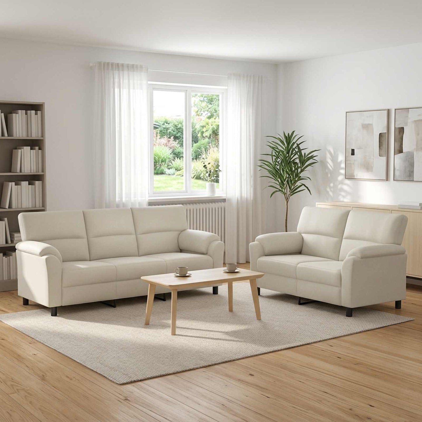 vidaXL Σετ Καναπέ 2 pcs Κρεμ Βελούδο