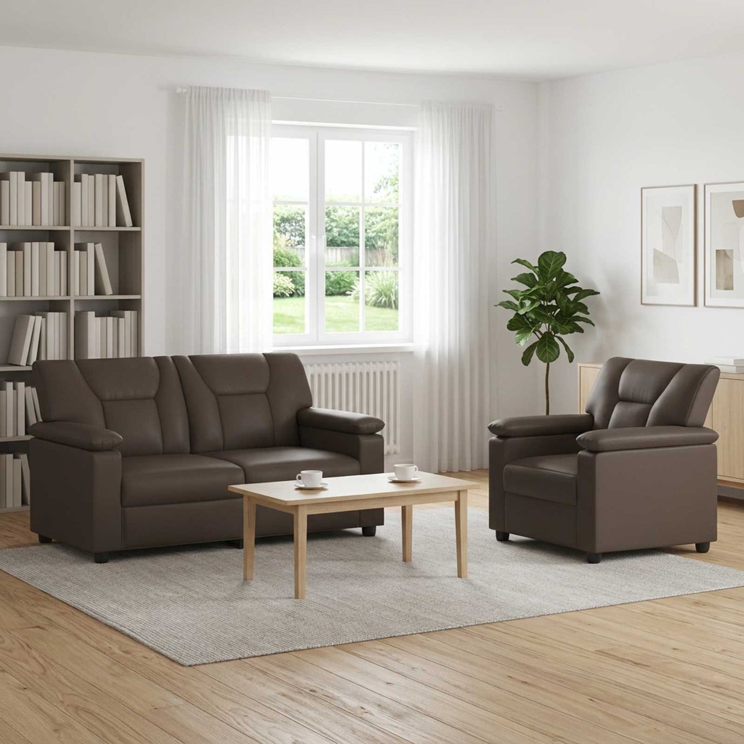 vidaXL Σετ Καναπέ 2 pcs Γκρι Τεχνητό Δέρμα