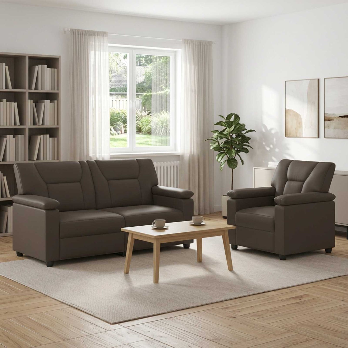 vidaXL Σετ Καναπέ 2 pcs Γκρι Τεχνητό Δέρμα