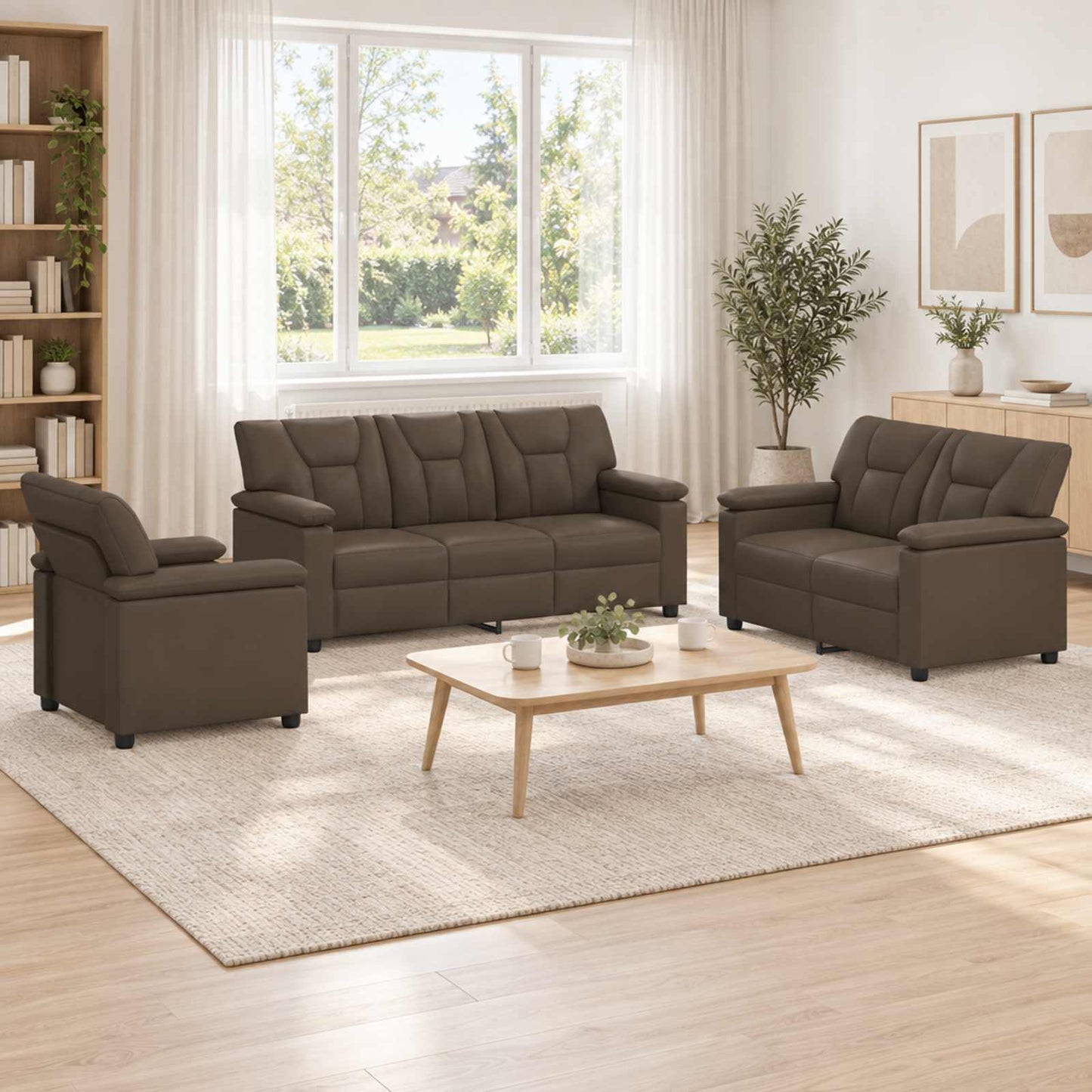 vidaXL Σετ Καναπέ 3 pcs Γκρι Τεχνητό Δέρμα
