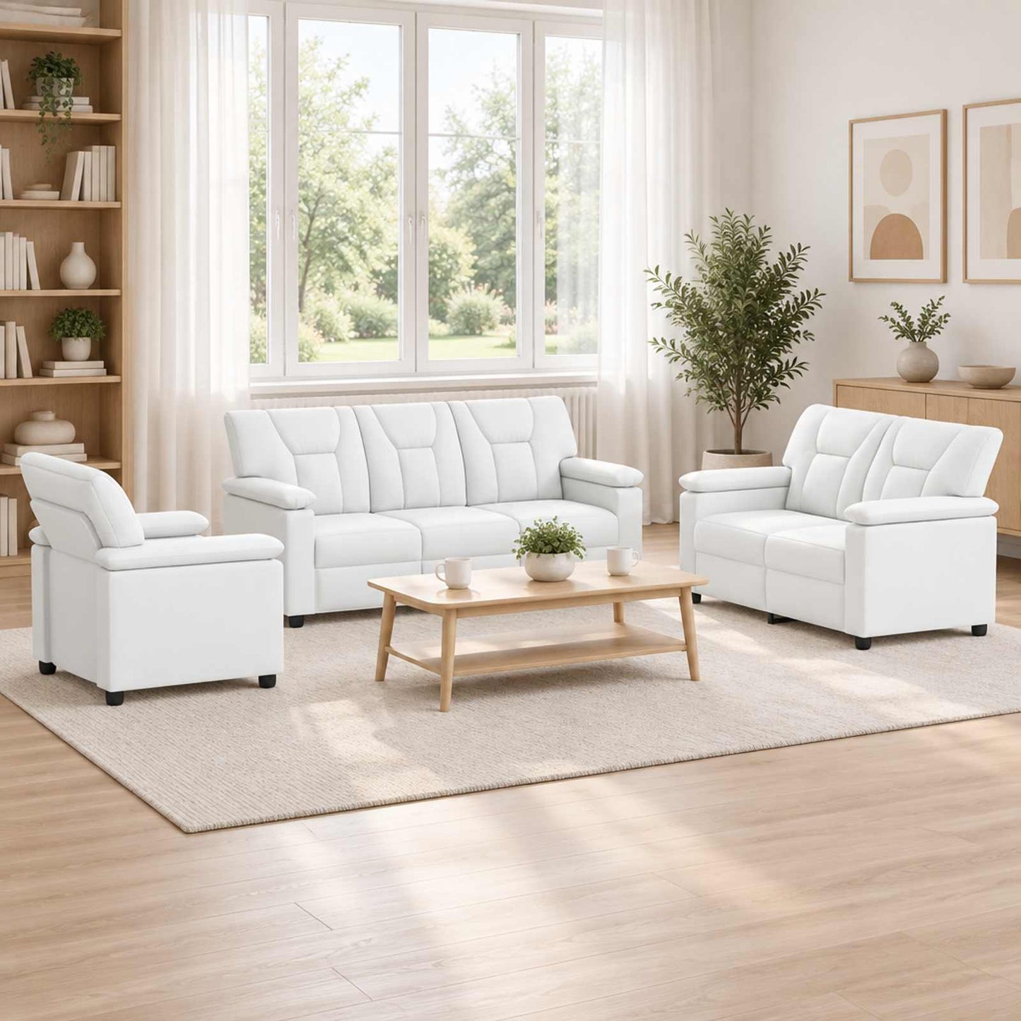 vidaXL Σετ Καναπέ 3 pcs Λευκό Τεχνητό Δέρμα