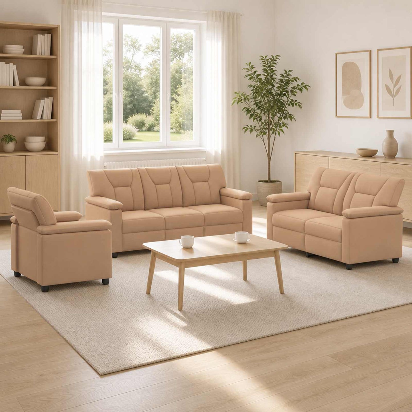 vidaXL Σετ Καναπέ 3 pcs Καπουτσίνο Τεχνητό Δέρμα