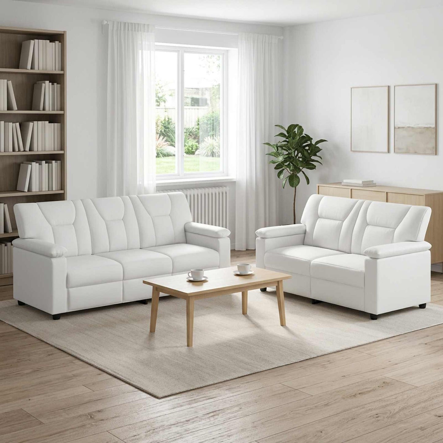 vidaXL Σετ Καναπέ 2 pcs Λευκό Τεχνητό Δέρμα