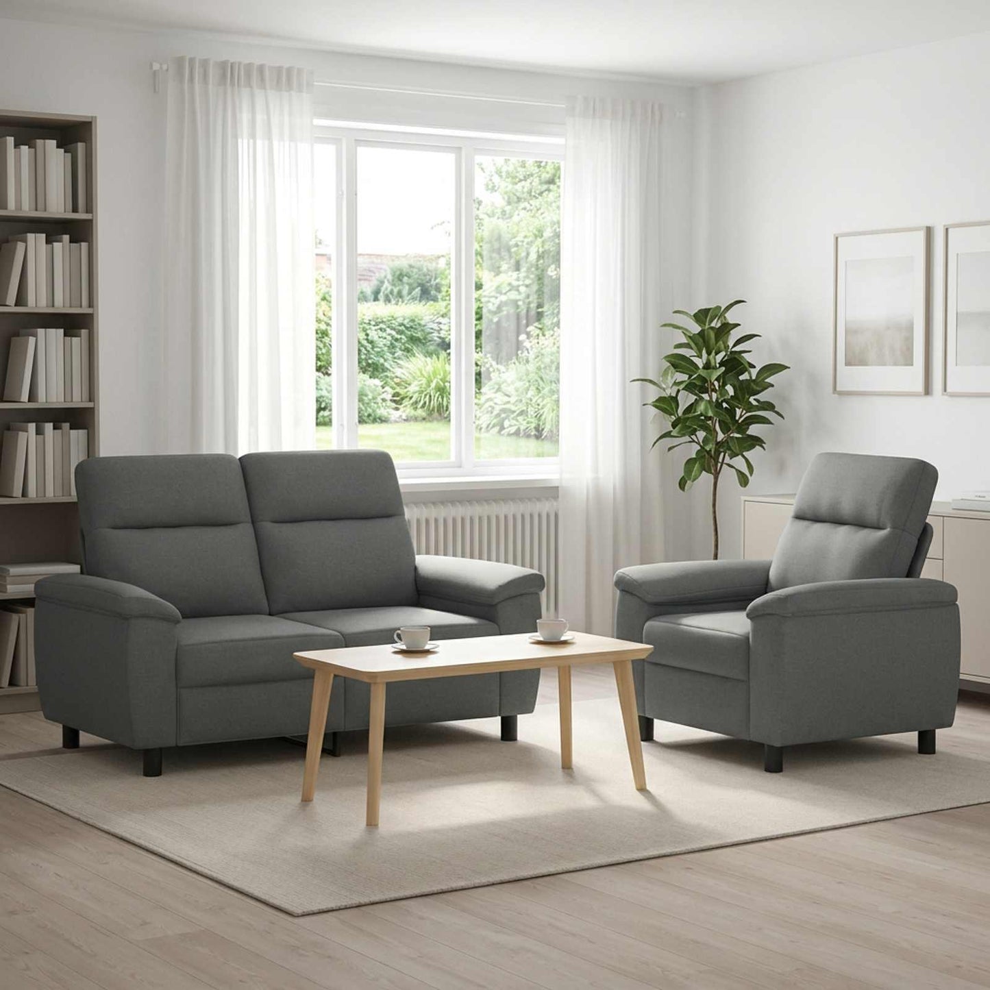 vidaXL Σετ Καναπέ 2 pcs Σκούρο Γκρι Ύφασμα