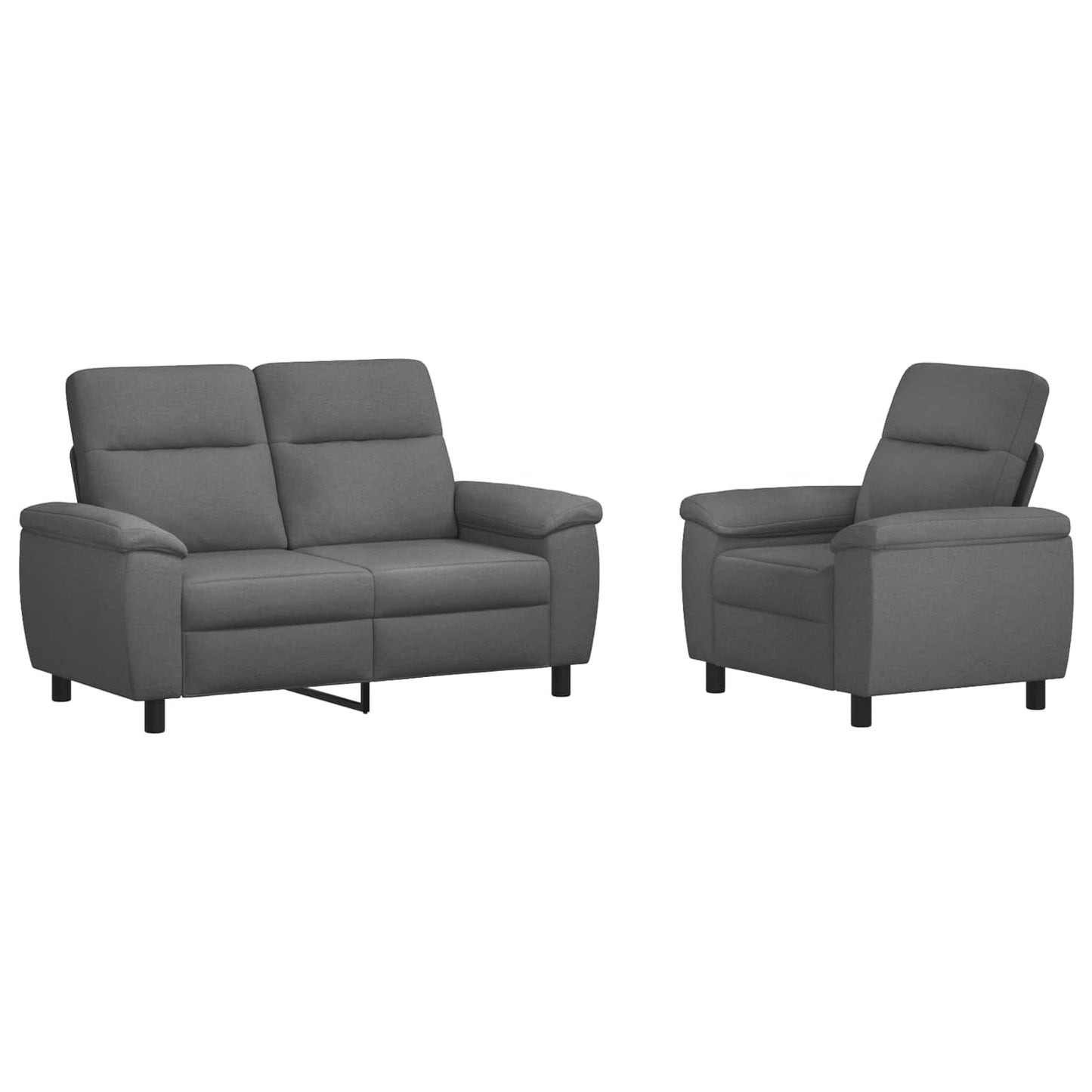 vidaXL Σετ Καναπέ 2 pcs Σκούρο Γκρι Ύφασμα