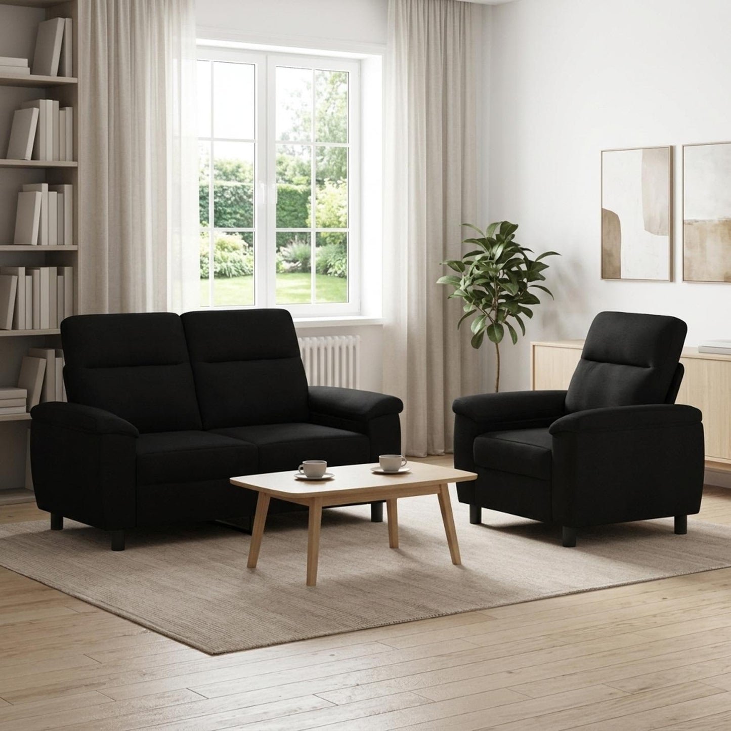 vidaXL Σετ Καναπέ 2 pcs Μαύρο Ύφασμα