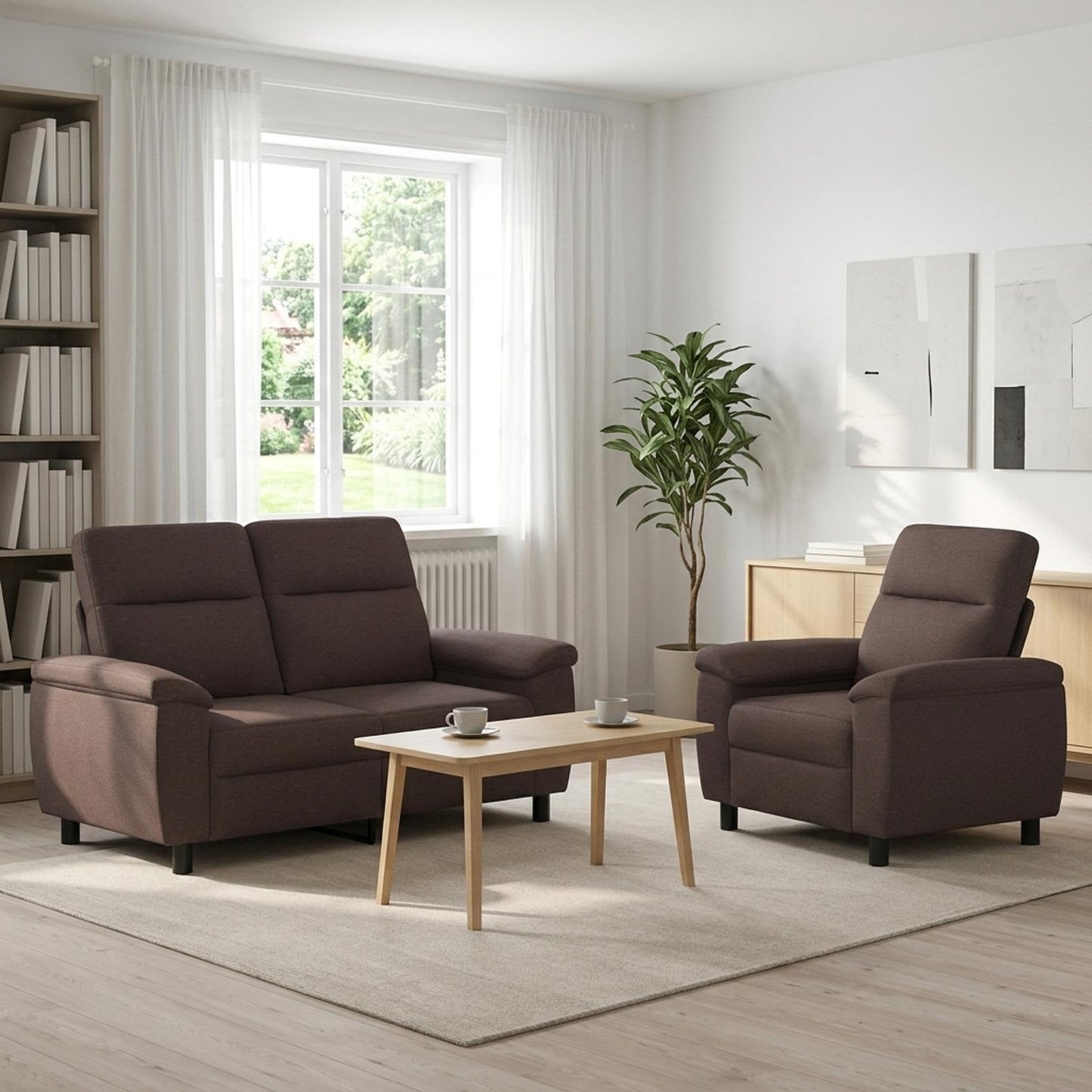 vidaXL Σετ Καναπέ 2 pcs Σκούρο Καφέ Ύφασμα