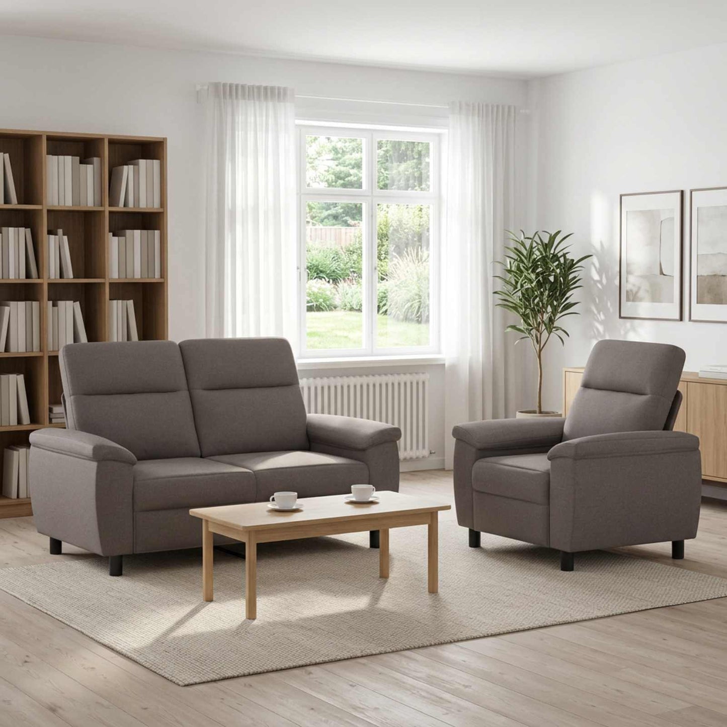 vidaXL Σετ Καναπέ 2 pcs Taupe Ύφασμα