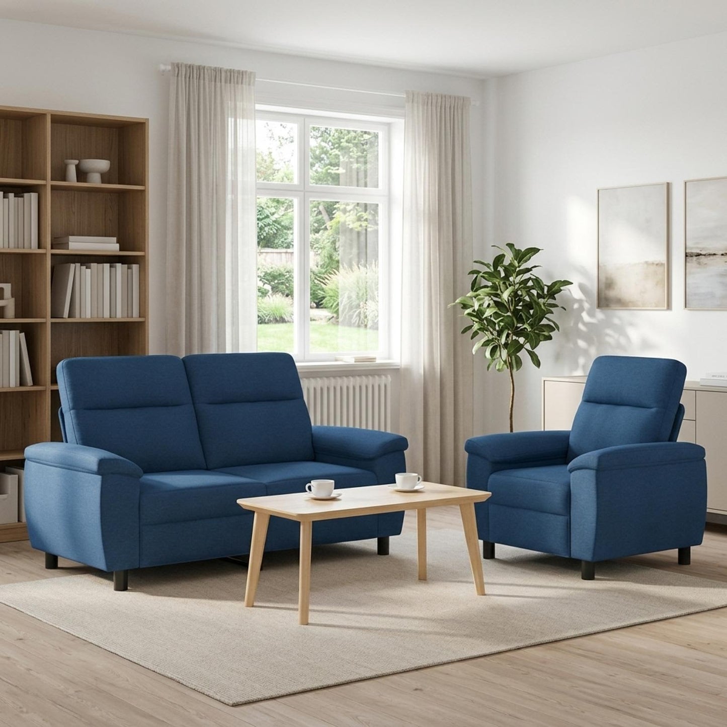 vidaXL Σετ Καναπέ 2 pcs Μπλε Ύφασμα