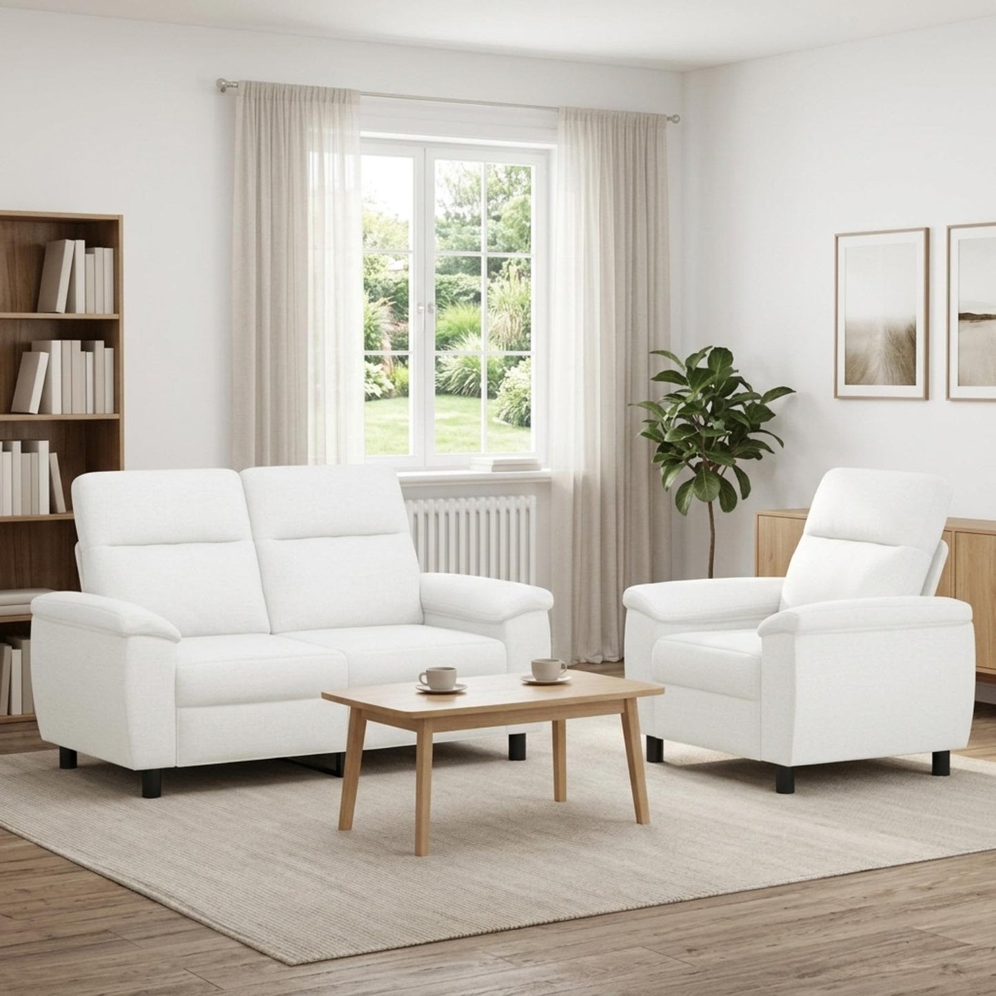 vidaXL Σετ Καναπέ 2 pcs Λευκό Ύφασμα