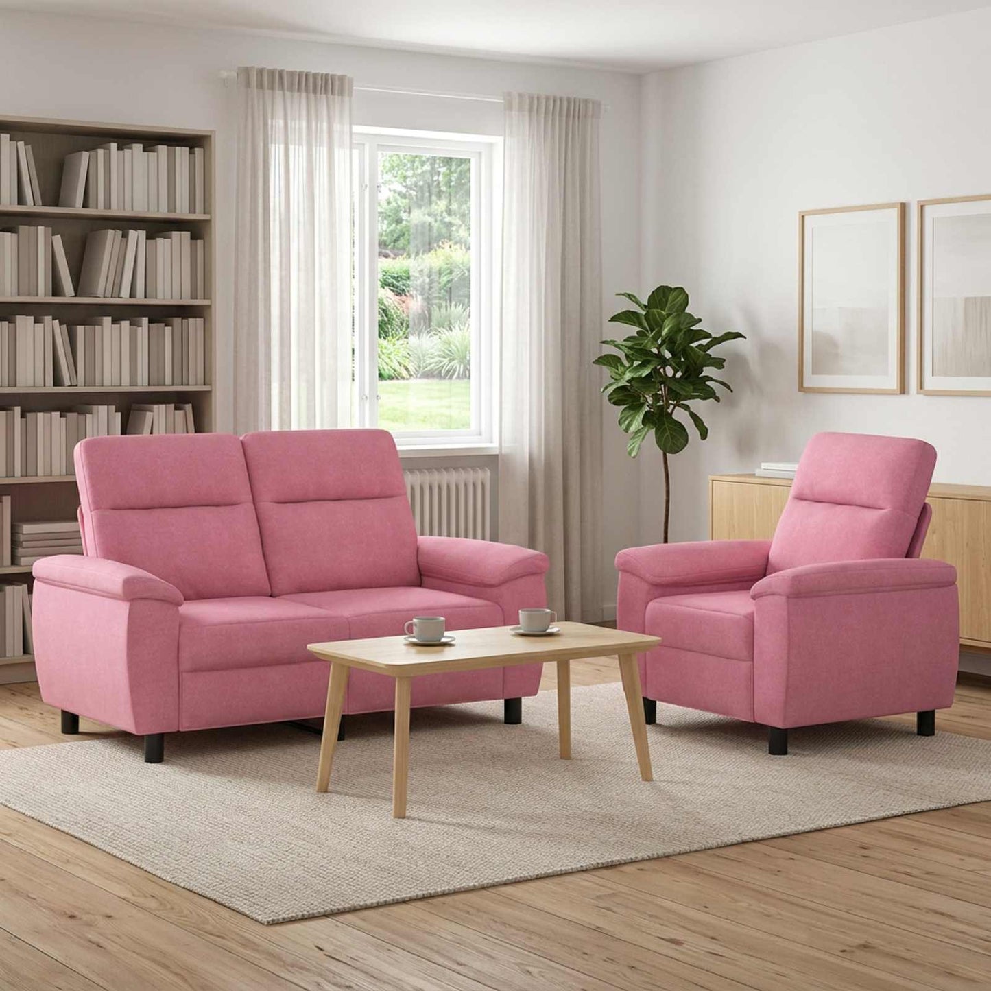 vidaXL Σετ Καναπέ 2 pcs Ροζ Ύφασμα