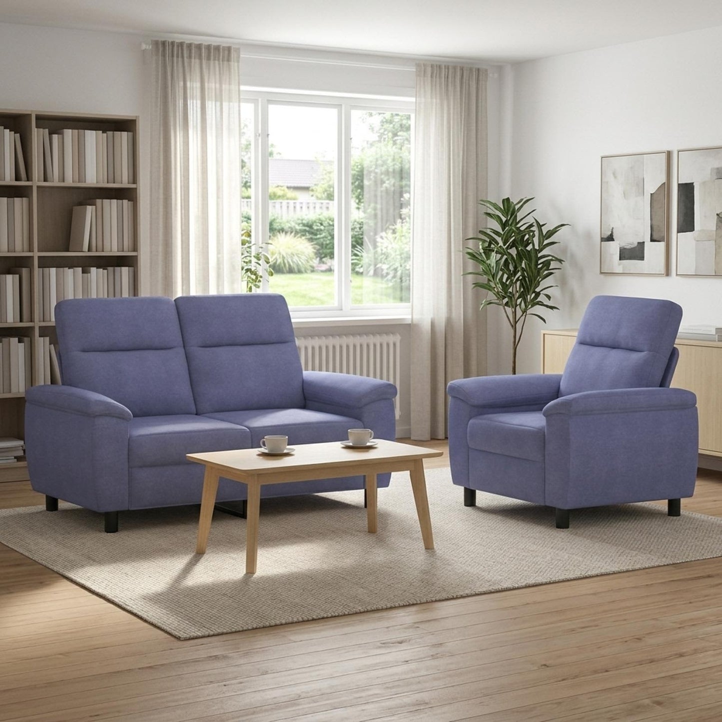 vidaXL Σετ Καναπέ 2 pcs Μπλε τζην Ύφασμα
