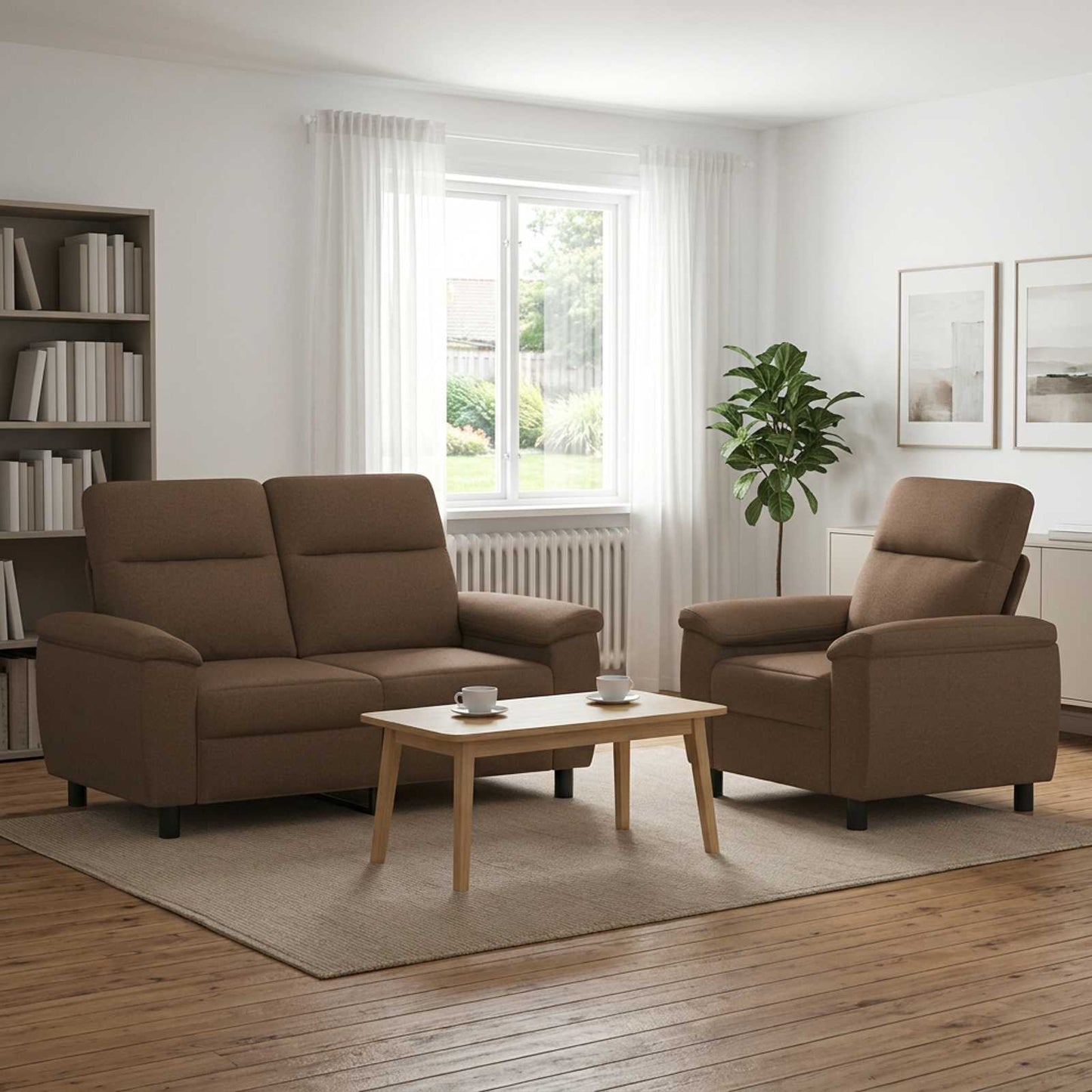 vidaXL Σετ Καναπέ 2 pcs Καφέ Ύφασμα