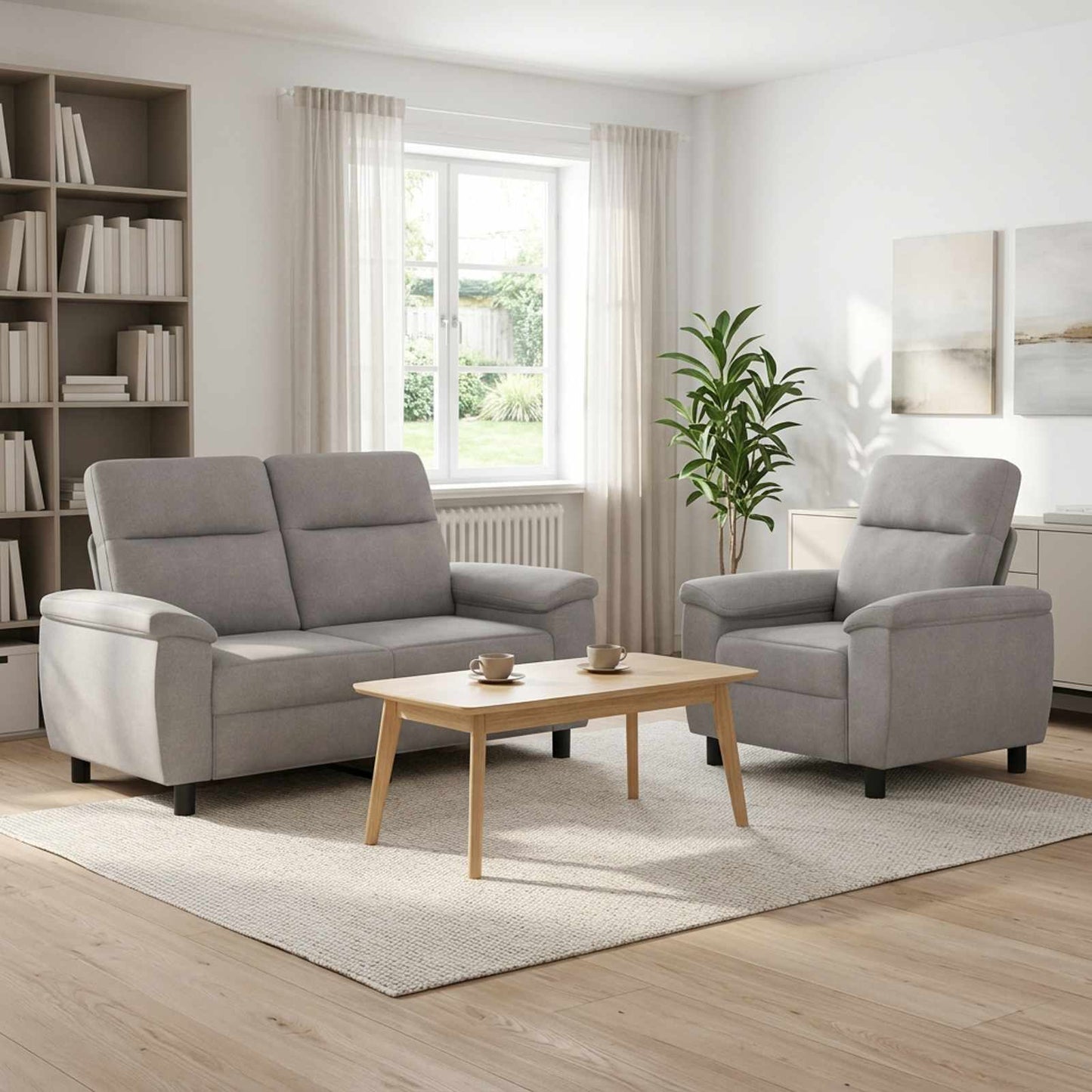 vidaXL Σετ Καναπέ 2 pcs Σκίουρος Γκρί Ύφασμα