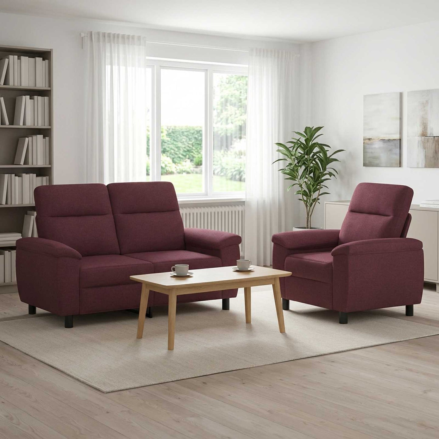 vidaXL Σετ Καναπέ 2 pcs Μοβ Ύφασμα