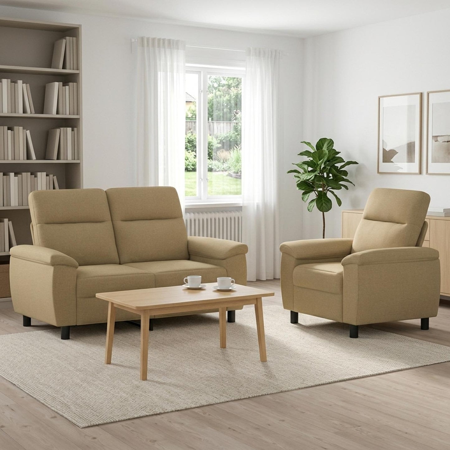 vidaXL Σετ Καναπέ 2 pcs Ανοιχτό καφέ Ύφασμα